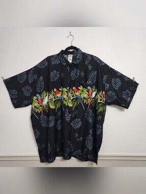 RIMA Parrot Hawaiian Button Down Shirt Mens 3XL  Colorful EUC
